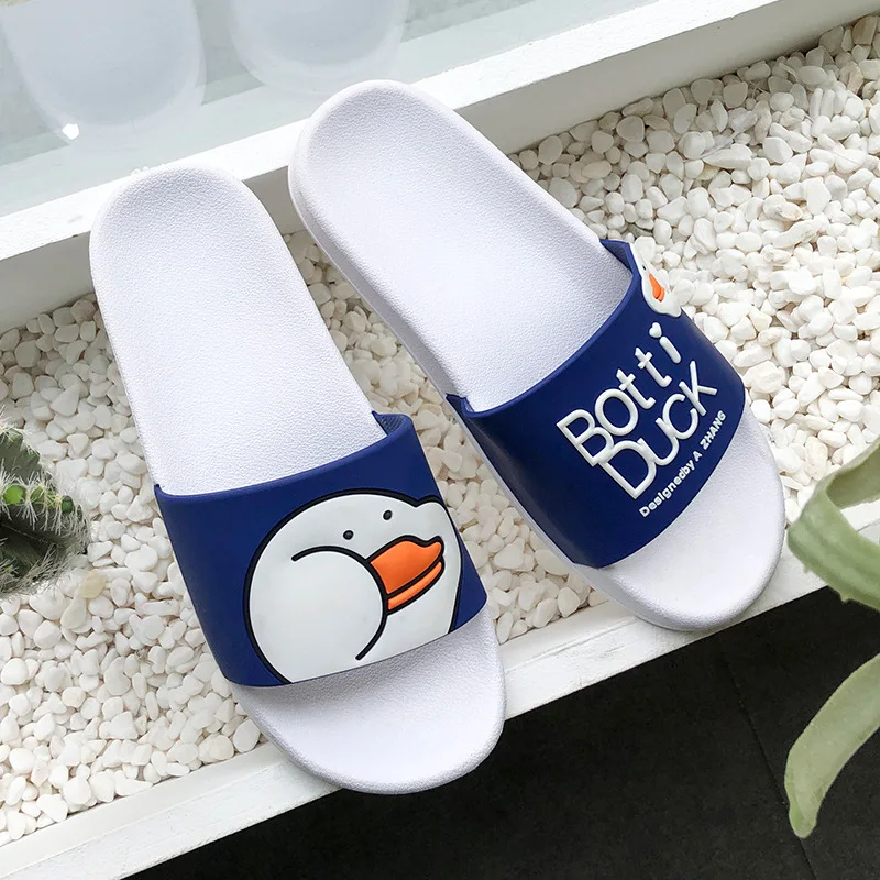 Шлепанцы для мужчин и женщин мультяшный рисунок летние тапочки на плоской