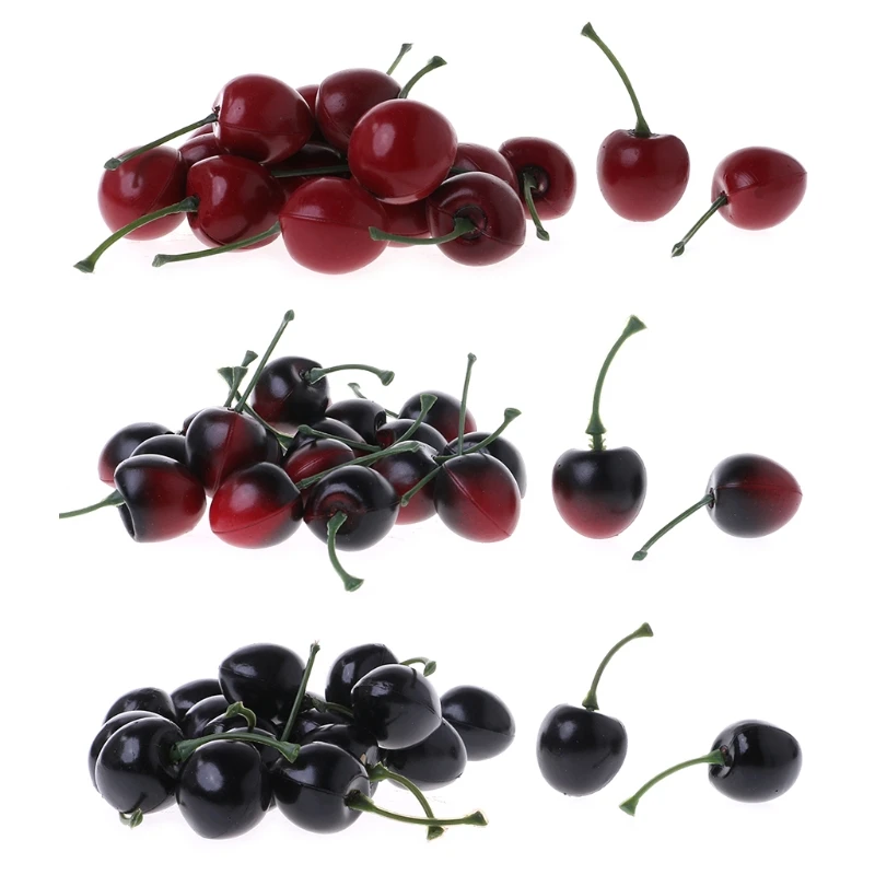 

20pcs Lifelike Artificial Cherry Plastic Fake Fruit Disply Home Party Decoration