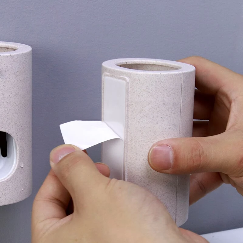 

Automatic Toothpaste Dispenser Dust-Proof Toothbrush Holder Wheat Straw Wall Mounted Home Squeezer Bathroom accessories