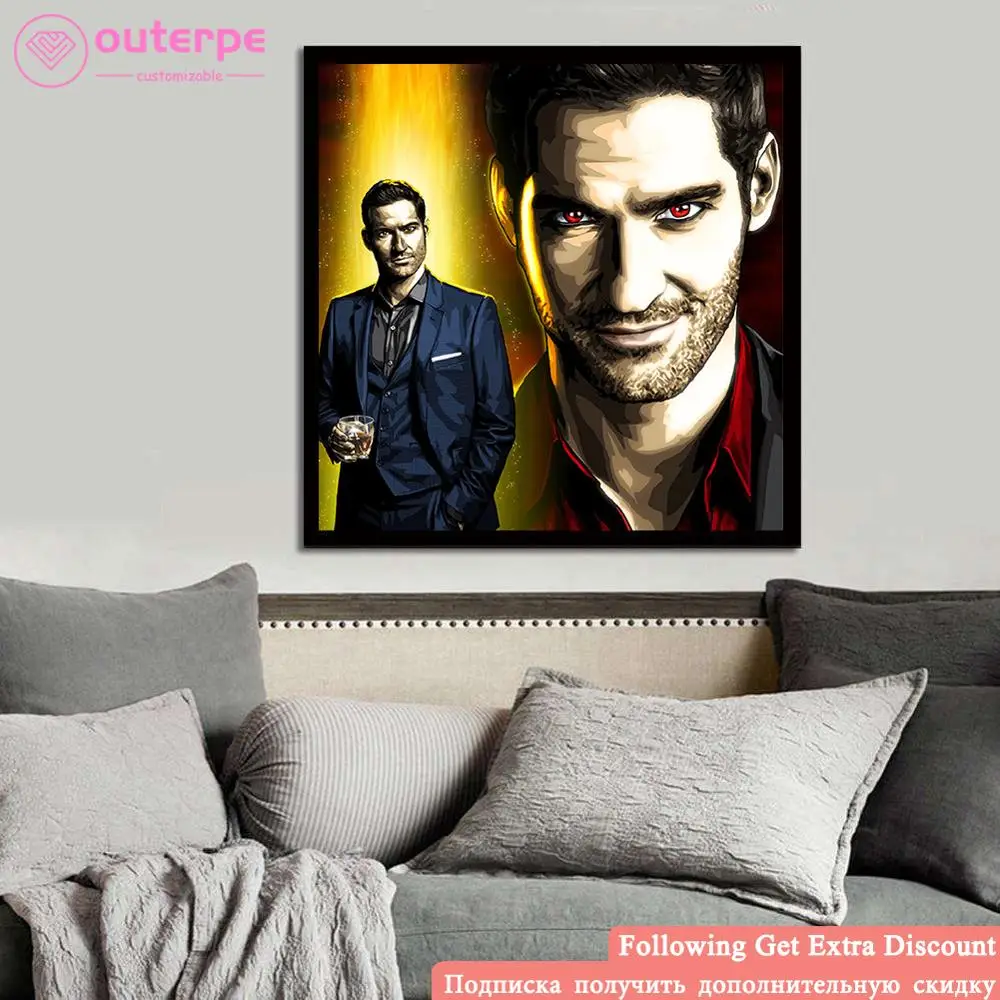 

5D Full DIY Diamond Painting Lucifer Morningstar What Do You Truly Desier Tom Ellis Embroidery Cross Stitch Diamant Mosaic Gift