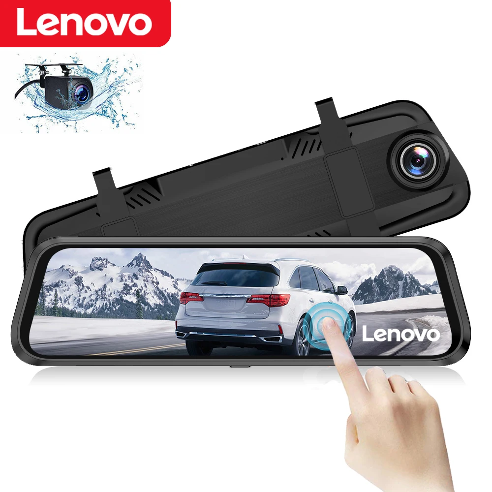 Lenovo 10-дюймовая шпилька для dash cam тактильные Экран dash cam era системы hd1080p автоматический Автомобильный видеорегистратор 24 часа в сутки Parque сзади Камера с двумя объективами видео Регистраторы