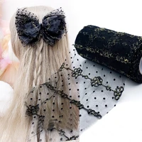 1 yards 15cm lace embroidery dot net yarn organza stain ribbon hair bow accessories clothing fabric gift packaing lace ribbons