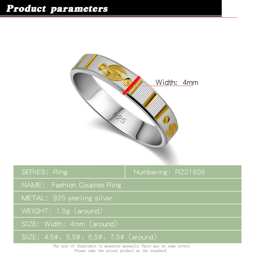 Fashion Punk Ring Geometric Exquisite Minimalist Solid 925 Sterling Silver Golden for Women Wholesale Jewelry Accessory | Украшения и