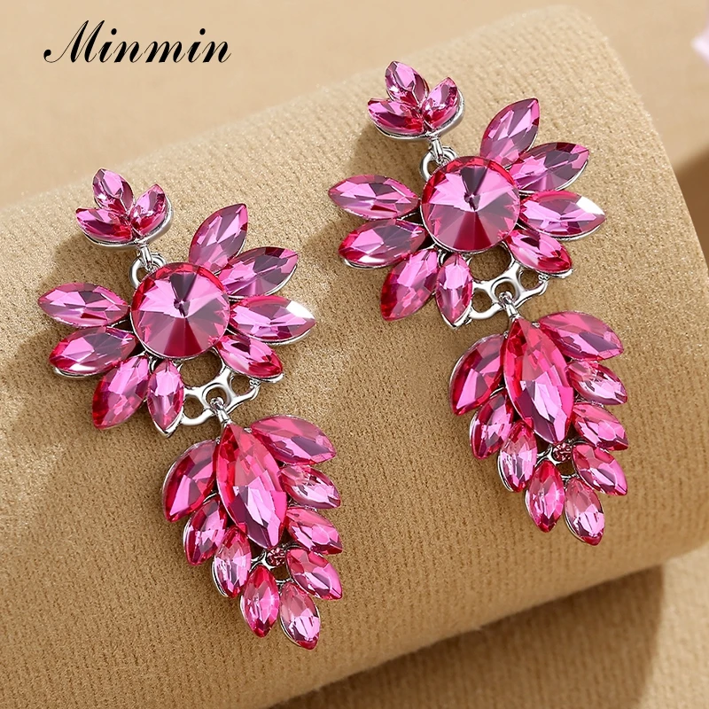 Minmin кластера серьги в форме хрустального листа Симпатичные с подвеской виде