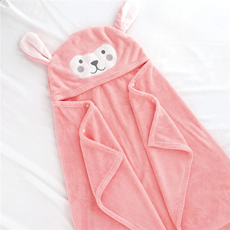 

Super soft absorbent baby coral fleece bath towel for men and women cartoon hooded baby cloak bathrobe