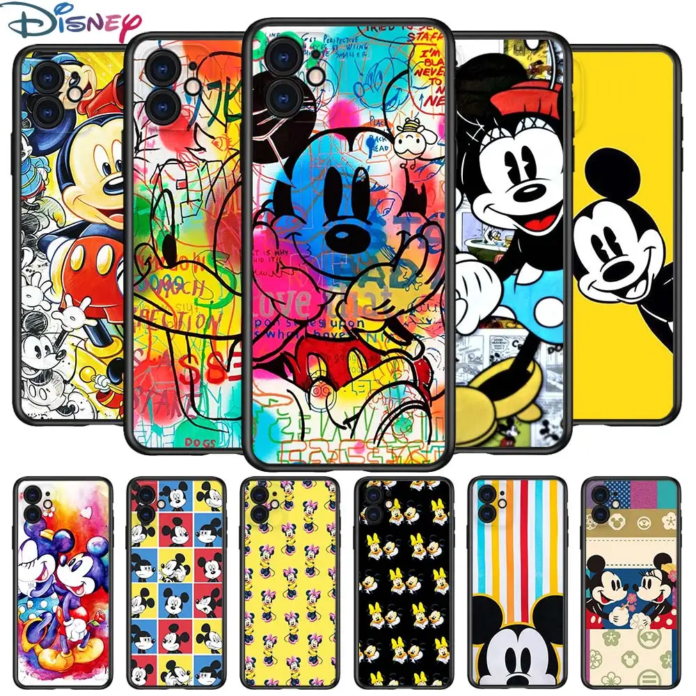 

Mickey and Minnie cute for Apple iPhone 12 Pro Max Mini 11 Pro XS Max X XR 6S 6 7 8 Plus 5S SE2020 Soft Black Phone Case
