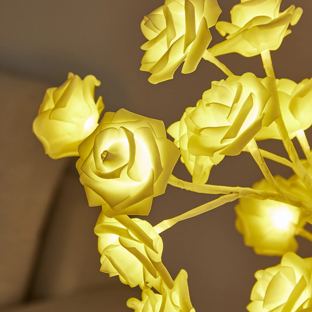 

Rose Flower Tree Bonsai Lights LED Table Ornament Lamp Home Living Room Decor Silicon Bonsai Lighting Glowing Potted New