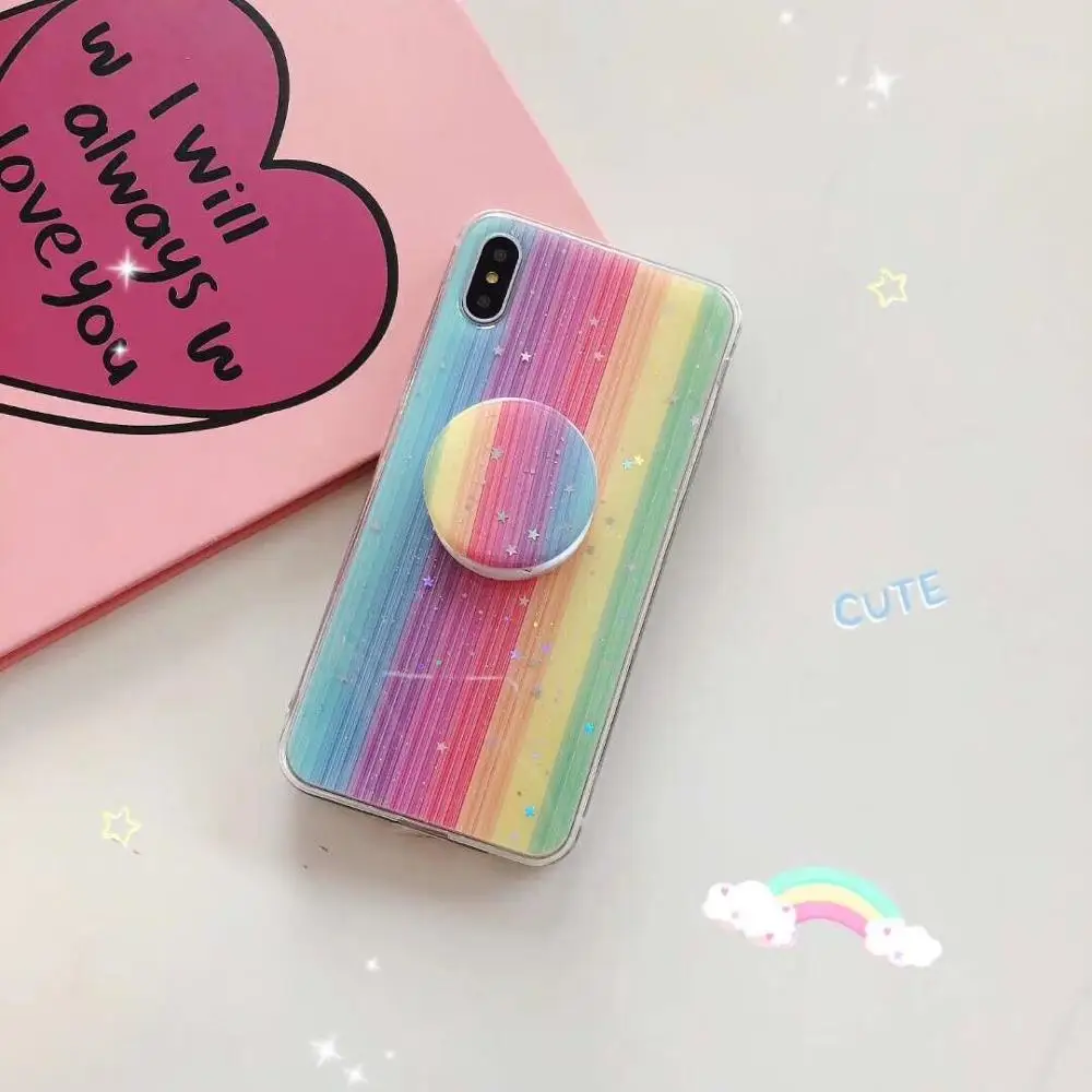 HUANQING модный Радужный чехол для телефона карамельных цветов iPhone X XR XS MAX задняя