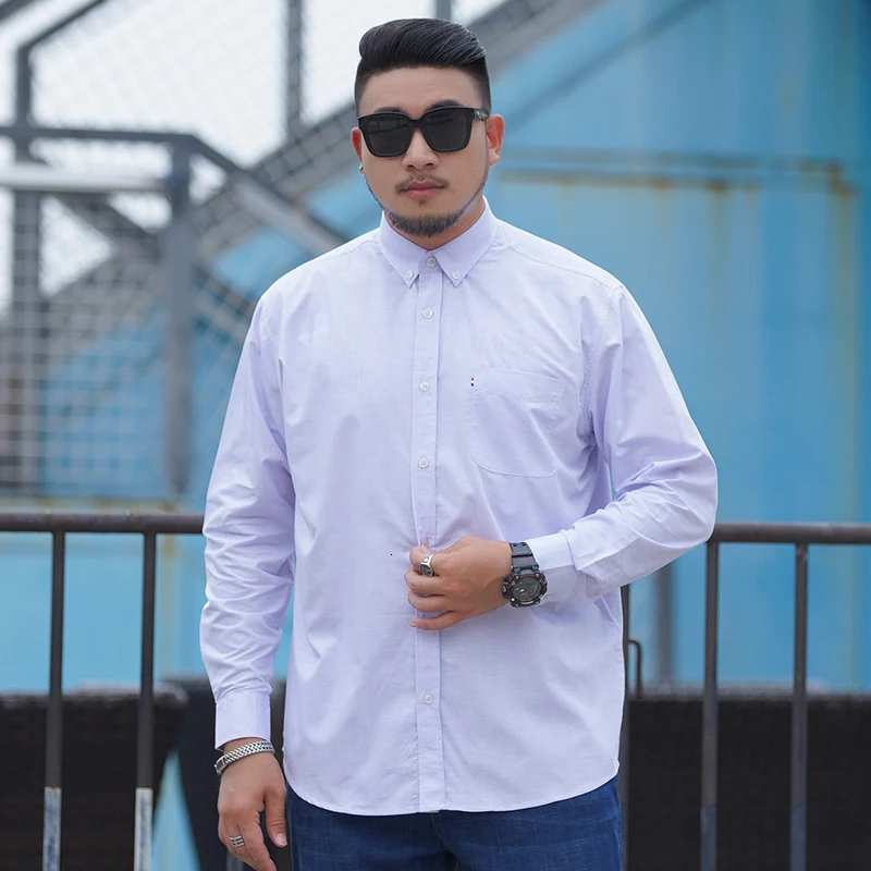 plus size 10XL 9XL 8XL 7XL 6XL Casual Men Shirts loose Fit Male Social Brand Long Sleeve Business Shirt Clothes | Мужская одежда