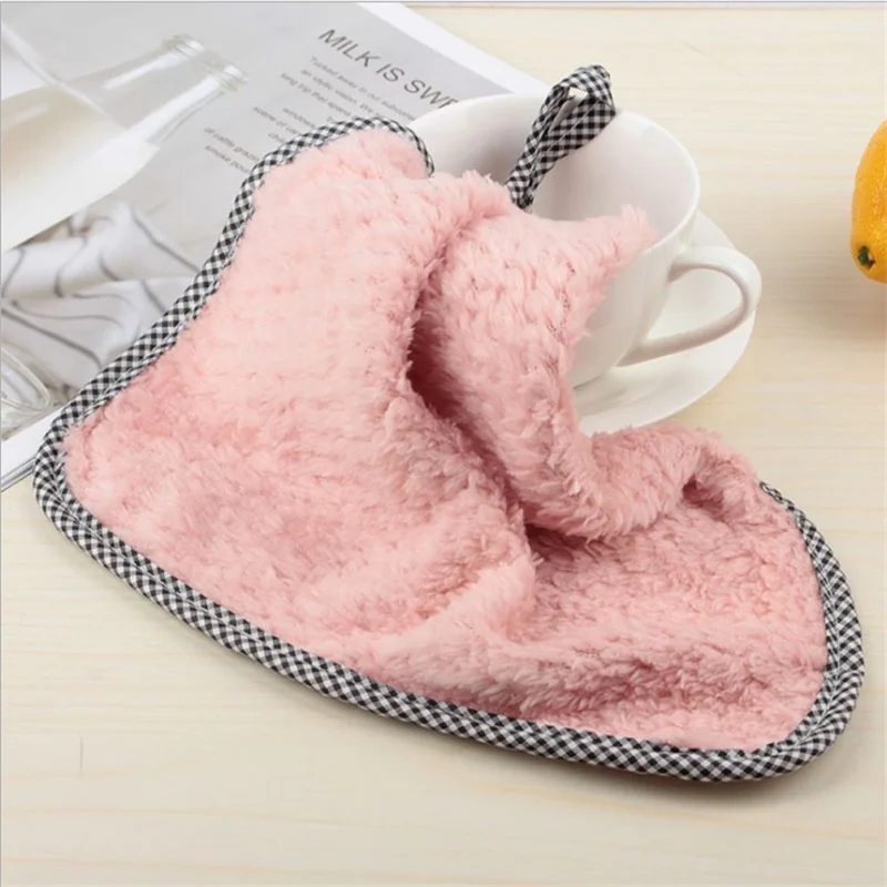 

1 PCS Kitchen Coral Velvet Dish Towel Rag Non-stick Oil Dish Cloth Double-sided Absorbent Thickening Scouring Pad Kitchen Towel