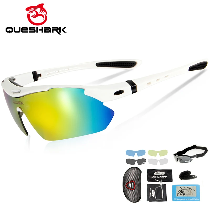 QUESHARK Поляризованные спортивные гоночные велосипедные солнцезащитные очки с 5
