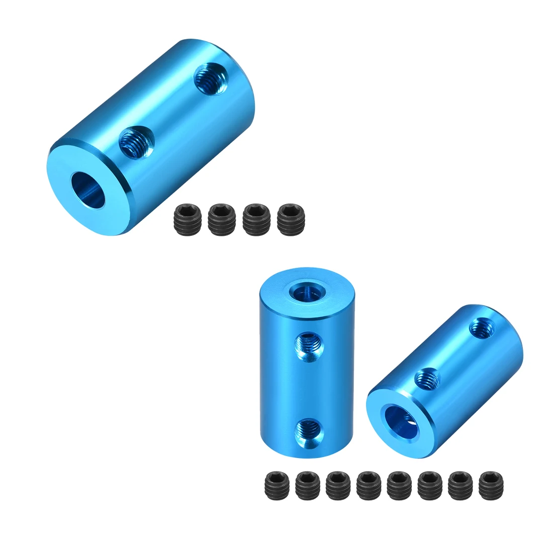 

uxcell 2pcs Shaft Coupling L25xD14 Blue 4 to 5 - 6.35 to 8 mm Bore Robot Motor Wheel Rigid Coupler Connector