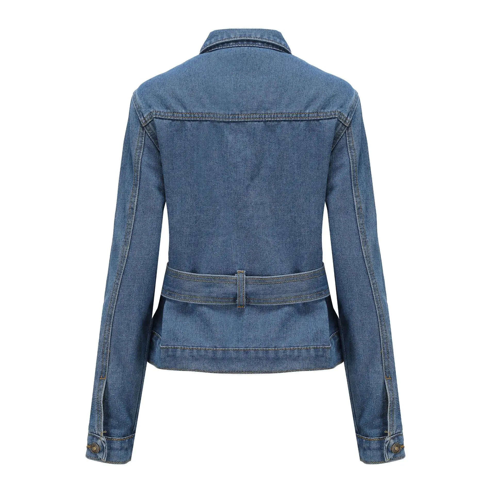 

Jeans Jacket Women Casual Single Breasted Lace Up Denim Jacket Loose Spring Autumn Denim Jeans Coats Ladies Korean Jacket Brand
