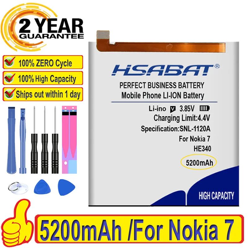 Совершенно новый аккумулятор HE340 5200 мАч для Nokia 7 Nokia7 1 TA 1041 + Бесплатные