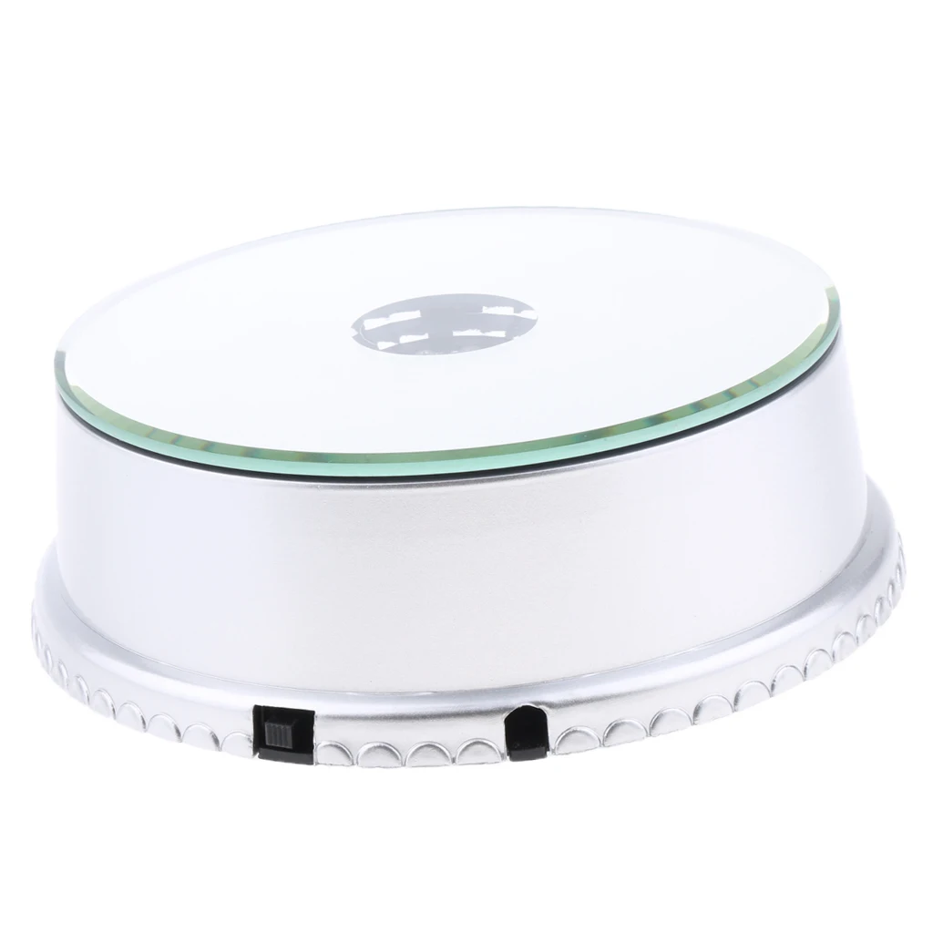 

360 Rotating Display Stand Base Rotary Turntable Mirrored Top with LED Lights - 5kg Load Bearing - Battery / USB Powered
