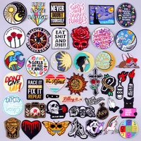 punk letters patch iron on patches on clothes hippie skull skeleton embroidered patches for clothing stickers sewing patch