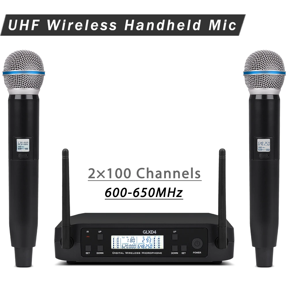 Регулируемая Частота! GLXD4 58A UHF беспроводной микрофон системы с Handhled поясной передатчик микрофон для сцены церковные Вечерние
