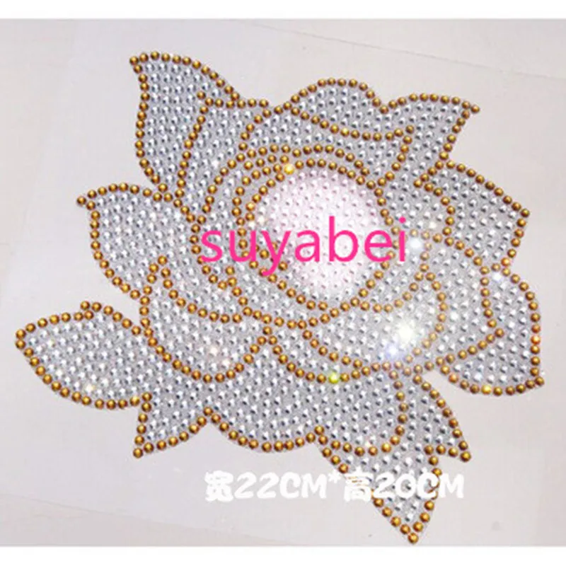 

Big flower design hotfix stone motif rhinestones motif transfer on design rhinestones fix patches for sweater