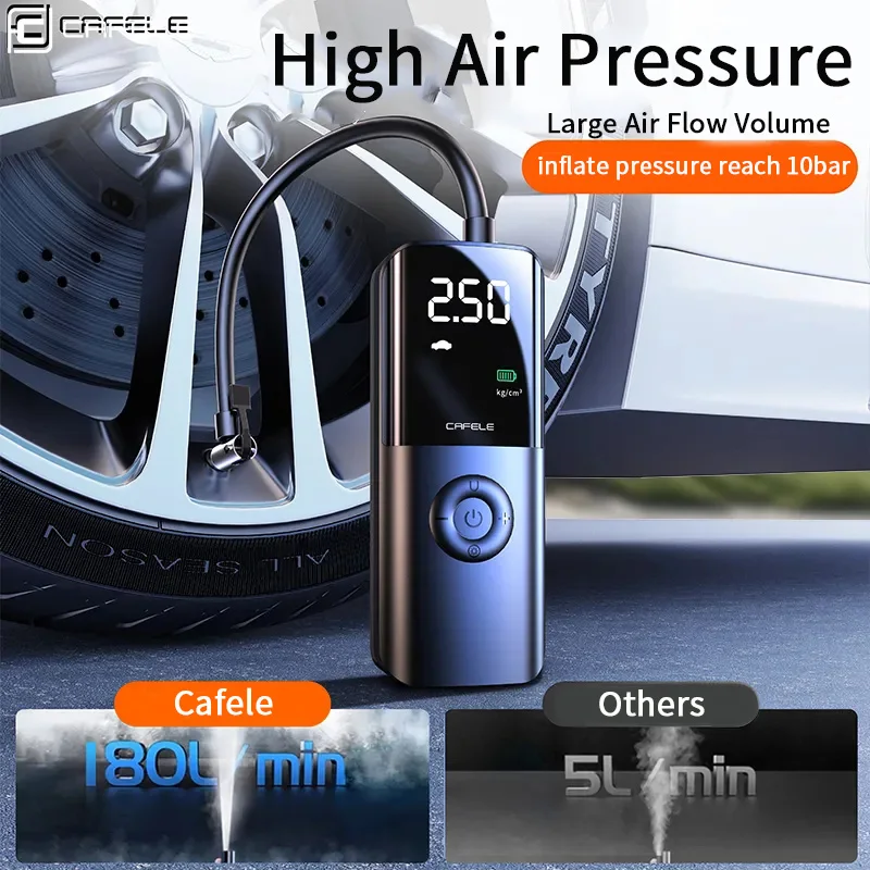 Cafele Wireless Car Tyre Inflator 150 PSI Electronic Air Compressor Portable Battery Pump For Motorcycle Boat Bicycle | Мобильные