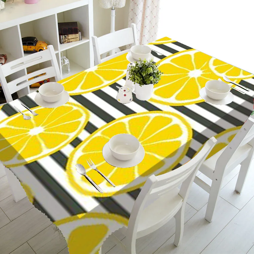 Стильная черно белая полосатая лимонная домашний декор фрукты лимон