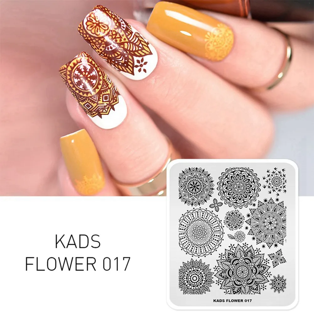 Flower 017 KADS пластины для штамповки ногтей 48 дизайнов цветок бабочка изображение дизайн ногтей штамп Шаблон трафарет для штамповки ногтей Маникюрный Инструмент - Цвет: Flower 017