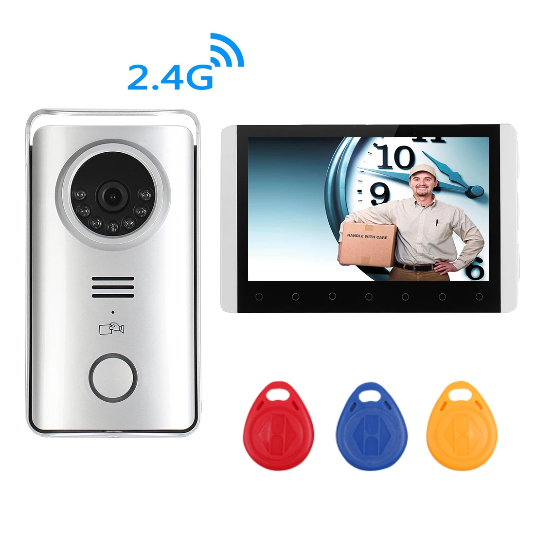 SYSD 7 inch Monitor Wireless Videophone Apartment Intercom Doorbell Camera RFID Workplace Safety Supplies