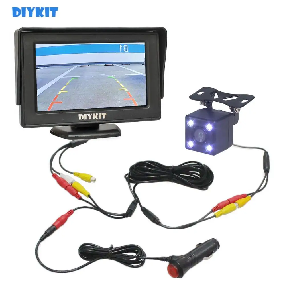 

DIYKIT Car Parking Assistance 4.3inch Rear View Monitor + Car Reversing Rearview Backup Camera Car Charger