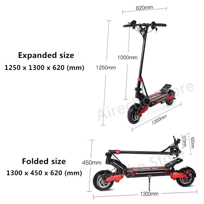 Лопасть 10 умный электрический скутер дюймов 52 в 2000 Вт Kickscooter двойной мотор