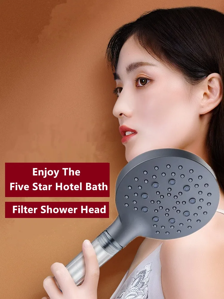 shower head bath rainfall water saving filter large panel 3 gears adjustable black faucet nozzles accessories bathroom showers free global shipping