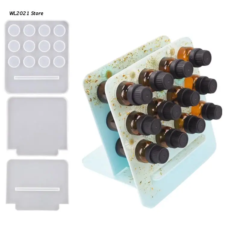 

G5GC DIY Crafts Crystal Epoxy Resin Mold Essential Oil Storage Rack Silicone Mould