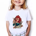 Футболка для девочек Merida Brave Art с принтом татуировок и принцесс, мультяшная одежда с короткими рукавами для детей в стиле Харадзюку, судьба, любовь, Бесстрашная