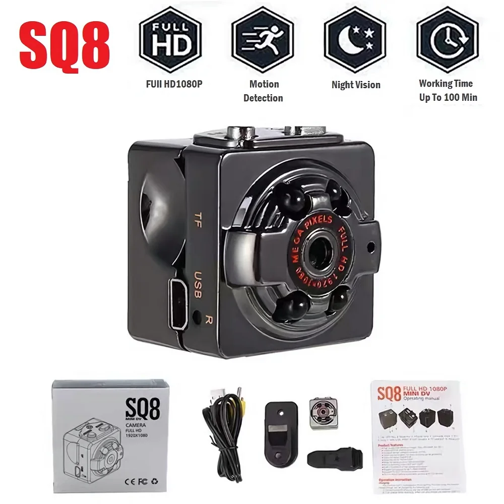 2021 1080P SQ8 Mini Dice Camera Sensor Night Vision Camcorder Motion DVR Micro Secret Cam Sport DV Video Small Tiny Cameras Gift |