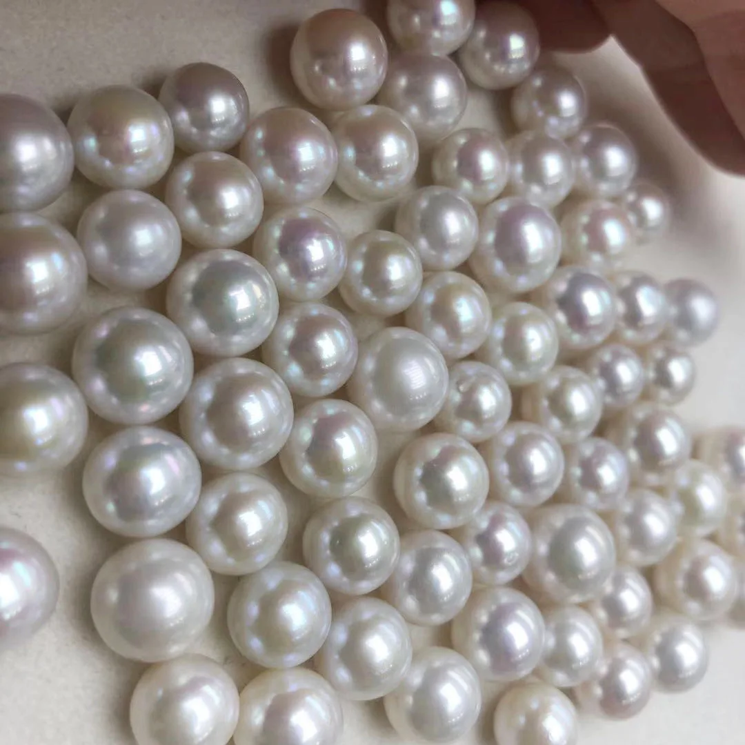 

free shipping,9-12 mm high luster AAAA big perfect round Nature freshwater loose pearl,half hole