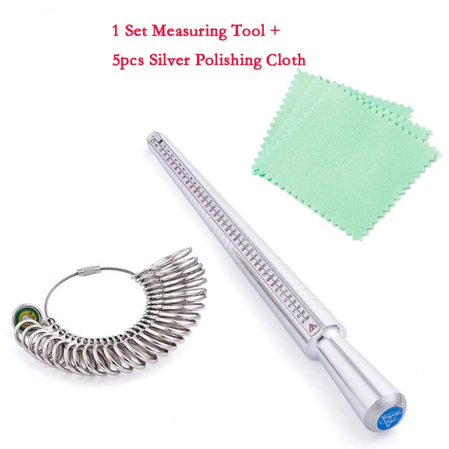 Measuring Tool Cloth Наборы измерительных инструментов для ювелирных изделий, оправка для колец, палочки для размеров колец, измерительные приборы для пальцев, резиновые молотки, ткань для полировки серебра F70 - Цвет: Measuring Tool Cloth