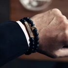 2 шт.компл. Корона мужской браслет новая модная подвеска в виде трубочки ручной работы 8 мм камень браслет из бисера для мужчин, ювелирное изделие, подарок Pulsera Hombre