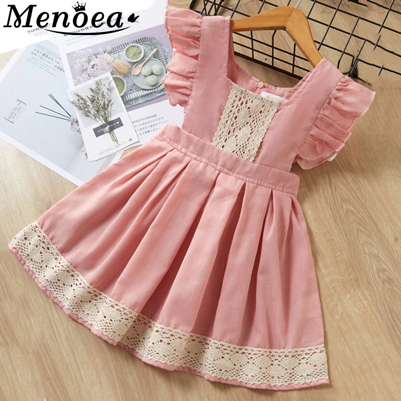 Menoea Children Blue Dress 2022 Summer Girls Sleeveless Students Dresses Party For Kids 2-7Y girls Princess | Детская одежда и