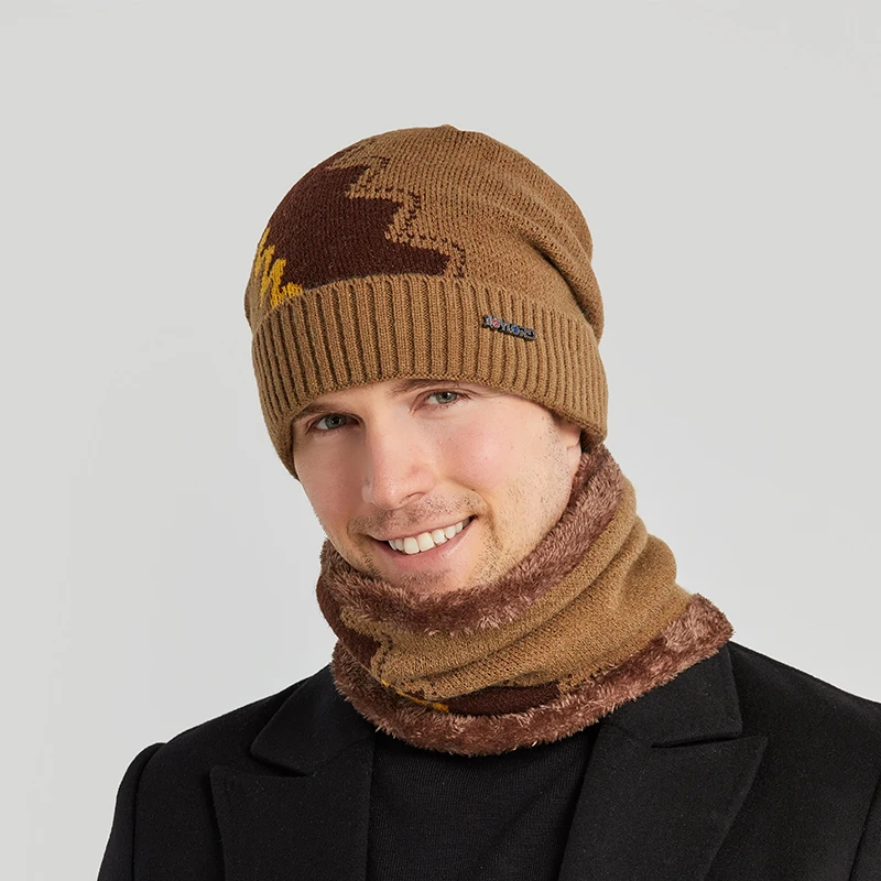 

Skullies Beanies Men's Winter Hat Scarf Knitted Cap outdoor ski windproof warm Beany Male Homme Gorro Bonnet winter accessories