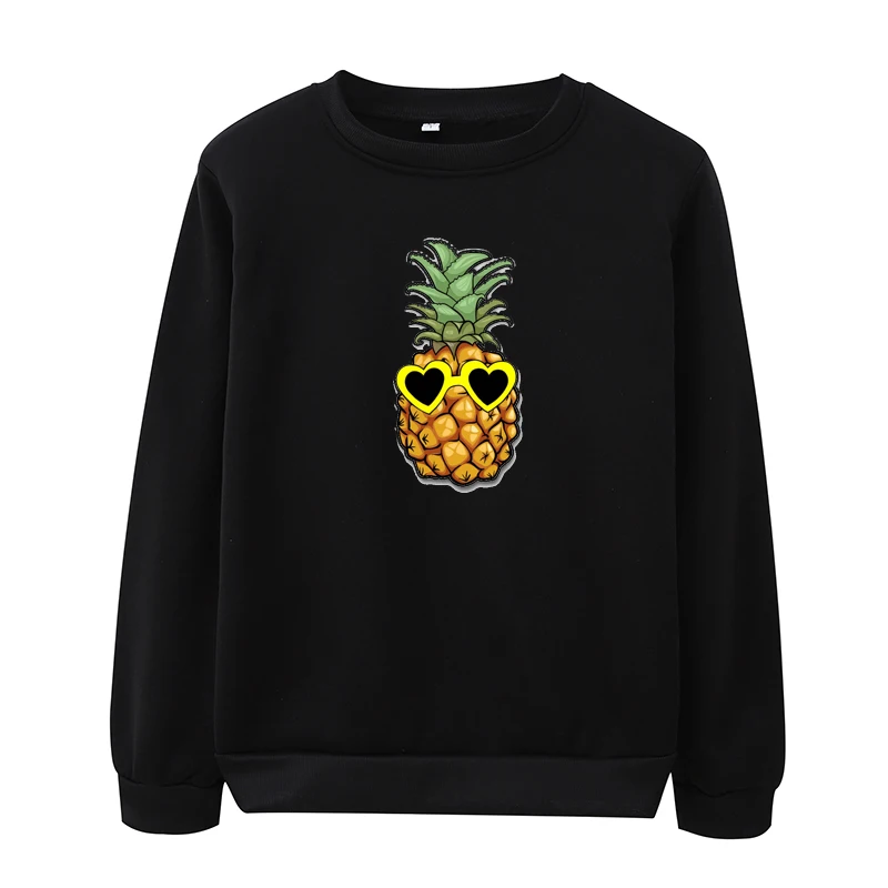 

Abrini Women Hoodies Knitted Pullovers Pineapple Printed Long Sleeve Fleece Oversize Sweatshirts Hoodies Women Overall Tops