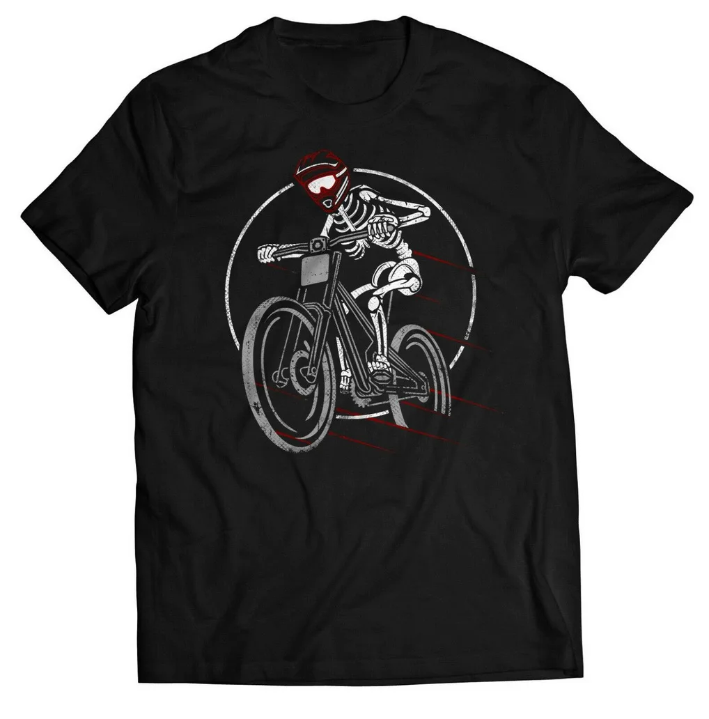 Футболка для горного велосипеда Мужская футболка с черепом байкером велосипедом