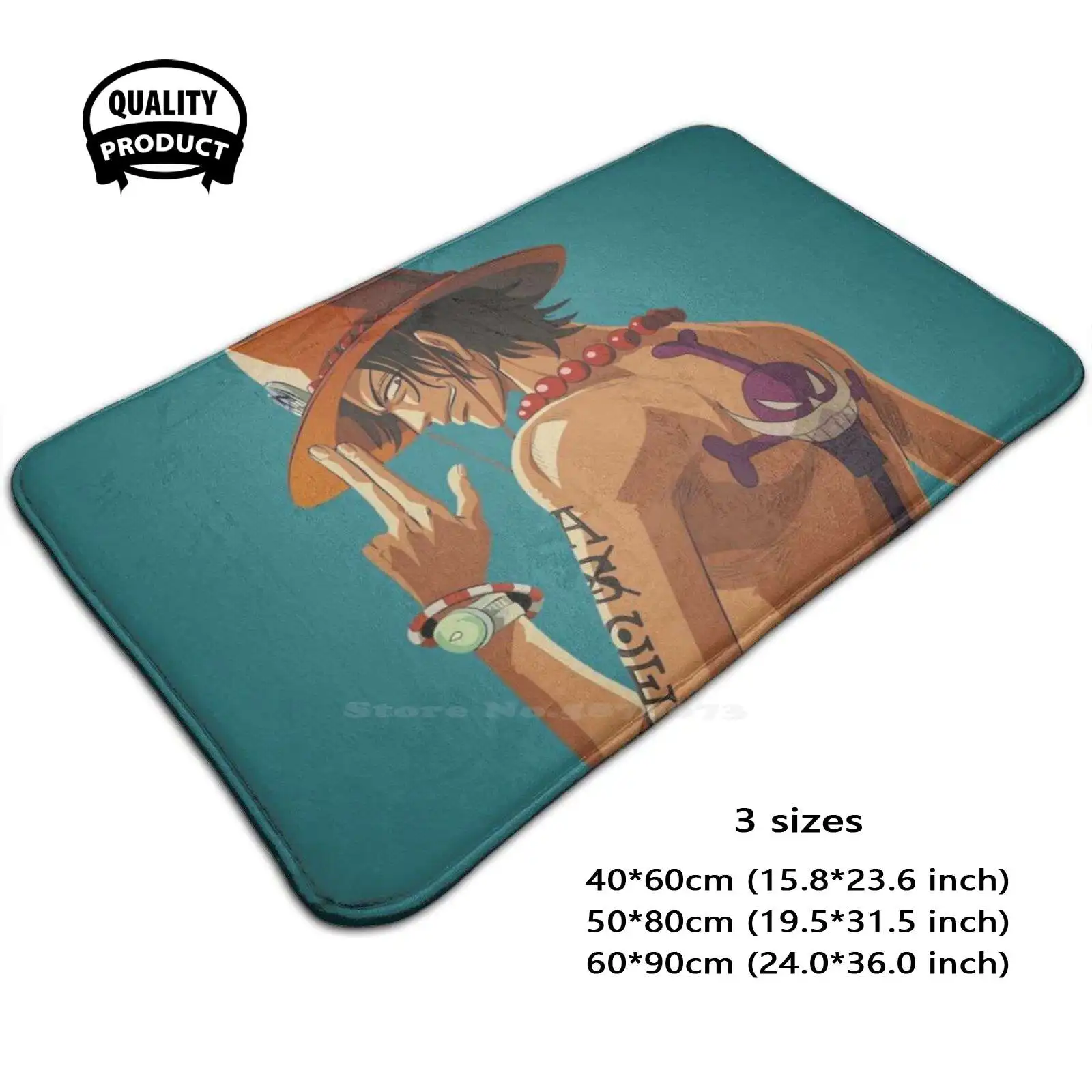 Portgas Fire Fist Soft House Family Anti-Slip Mat Rug Carpet Portgas Fire Fist Ace New Hot Music Cartoon Party Night Us Band
