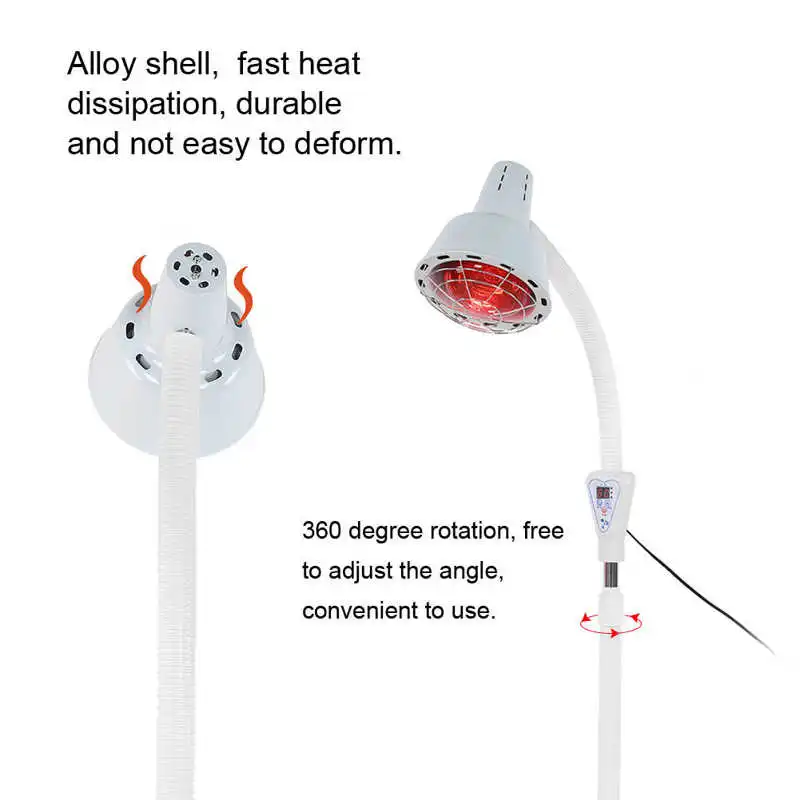 

275W Floor Stand Infrared Light Heating Therapy Lamp Pain Relief Adjustable Skin Care Electric Infrared Light