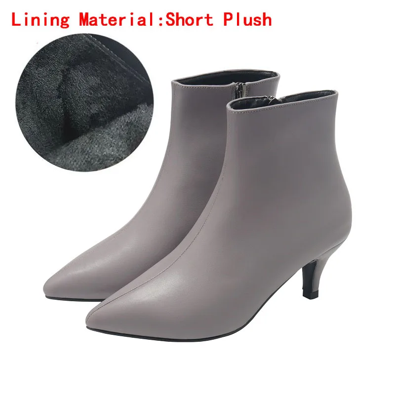 Gray(heels 5cm) Новые Стильные Ботинки martin с острым носком на высоком каблуке; сезон осень-зима белые ботинки кожаные ботинки женские ботинки весенняя обувь на танкетке - Цвет: Gray(heels 5cm)