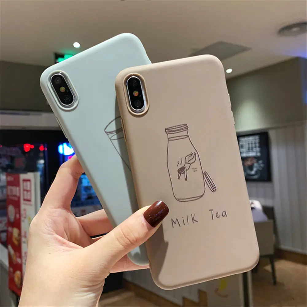 Lovebay молочная бутылка для чая чехол для iPhone 7 8 6 6S Plus силиконовые чехлы для телефонов iPhone X XR XS Max пары буквы мягкий чехол из ТПУ