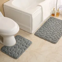 Cobblestone Floor Mat U-shaped Toilet Floor Mat Two-piece Bathroom Absorbent Non-slip Carpet Floor Mat bathroom mat set