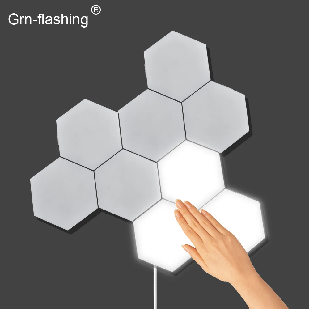 Touch SwithLED Wall Lamp Splicable Smart Home Bedroom Lamp  AC 110 220V Quantum Hexagon Lamp DIY Night Light For Living Room
