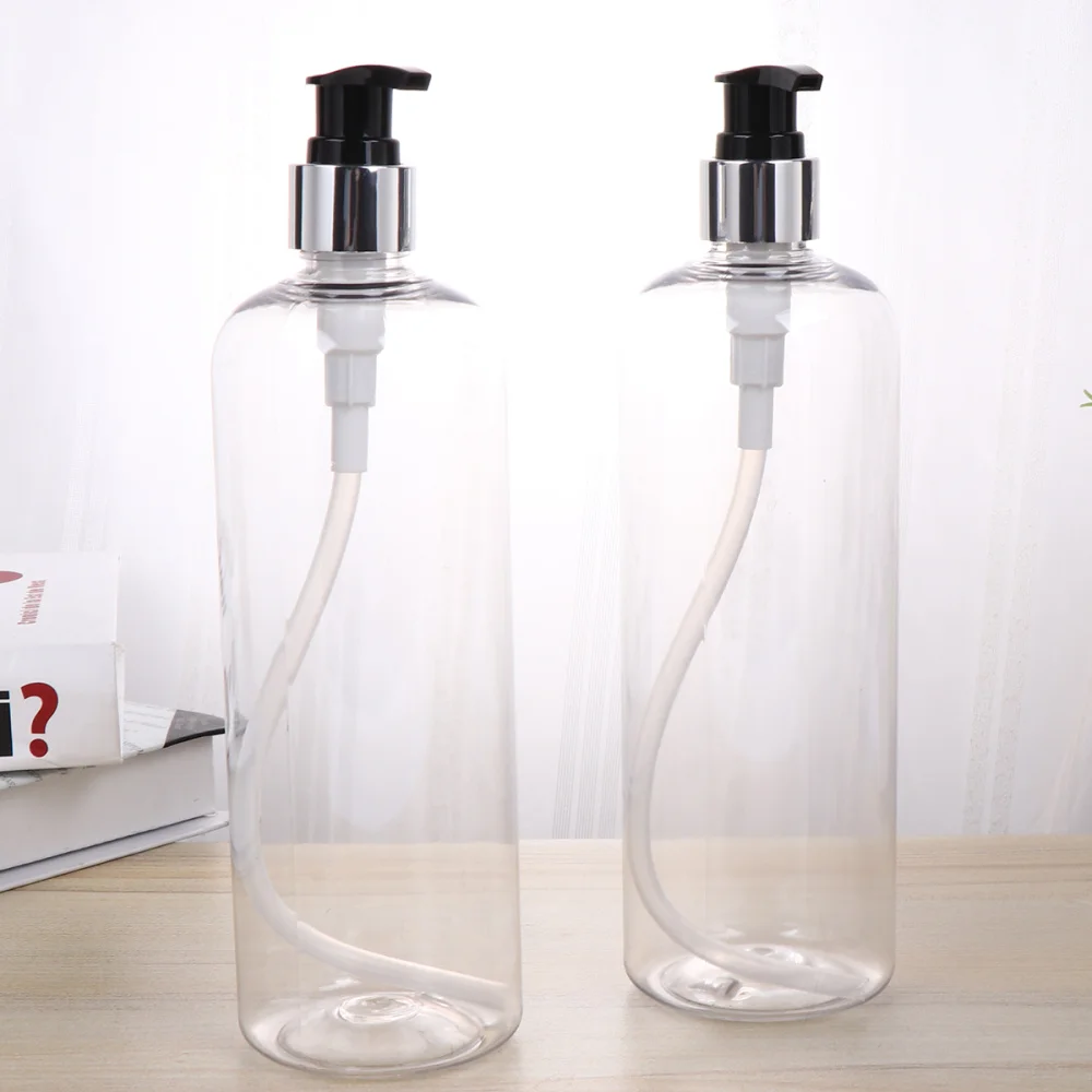 

3PCS 500ml Transparent Shower Press Pump Bottle Empty Subpackaging Bottle Round Shoulder Bottle Reusable Soap Hand Sanitizer