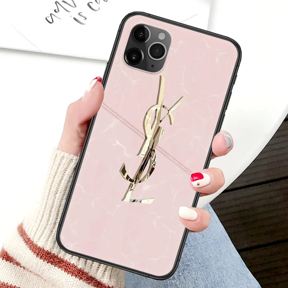

Luxury Fashion Y-YSLS Phone Case For Iphone 4 4s 5 5S SE 5C 6 6S 7 8 Plus X XS XR 11 12 Mini Pro Max 2020 black Back Soft Prime