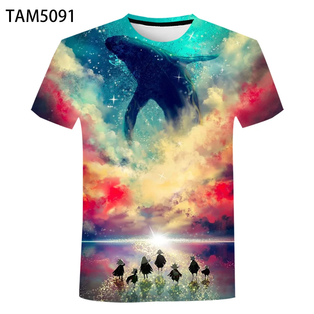 Солнечный небо летняя новая 3D печать для мужчин/девочки деликатная Футболка
