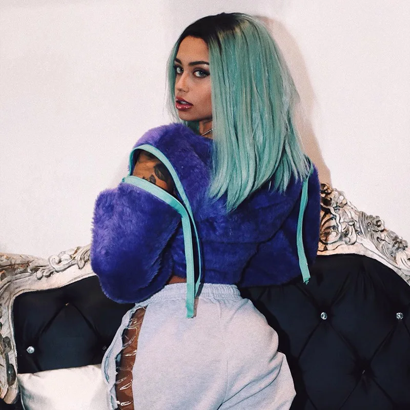 Женские толстовки на молнии плюшевые худи укороченный однотонный короткий топ с