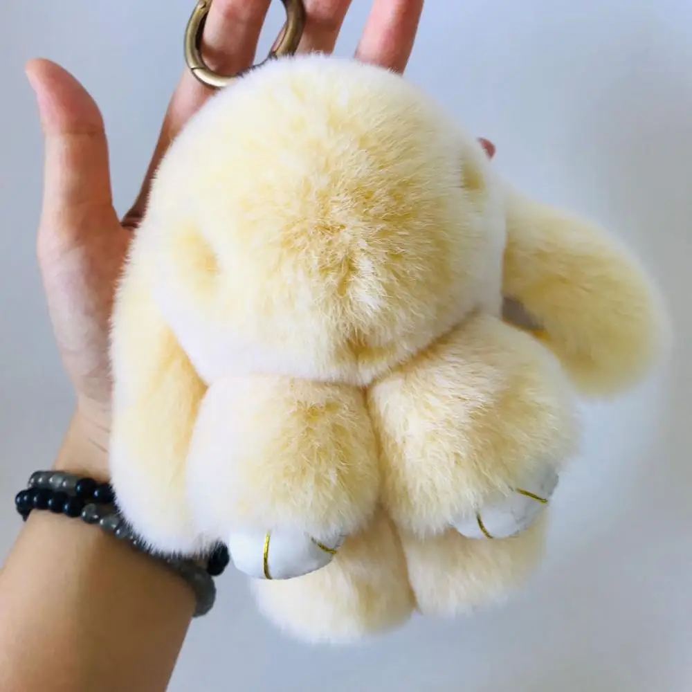 Light yellow Magicfur-1 шт. 15 см " Мороз Настоящий мех кролика милый кролик игрушка брелок сумка Жук Шарм брелок pendan аксессуары - Цвет: Light yellow